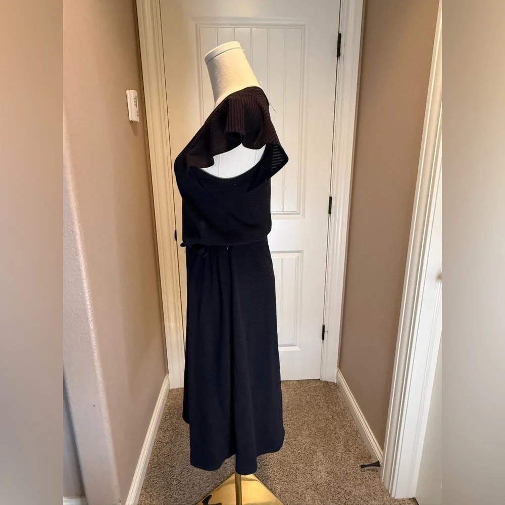 GAP Flutter Sleeve Midi Dress in a black stripe - Picture 2 of 5